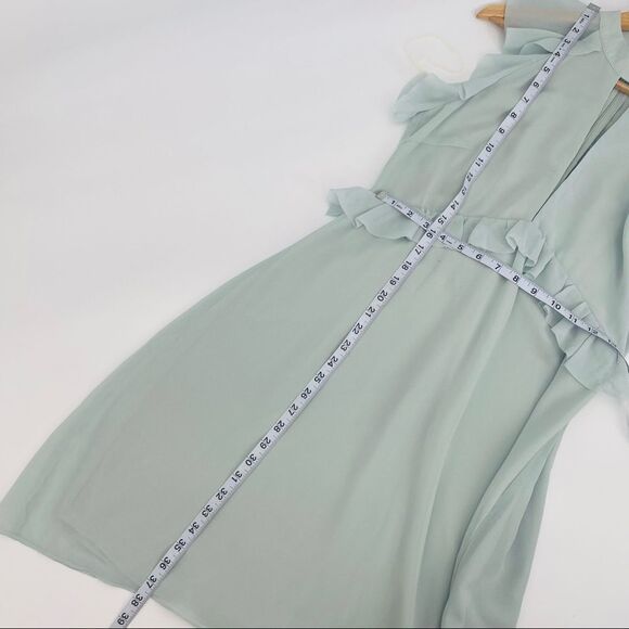 True Decadence Tall mint light seafoam green Ruffle Shoulder Dress size 12 - Picture 7 of 9